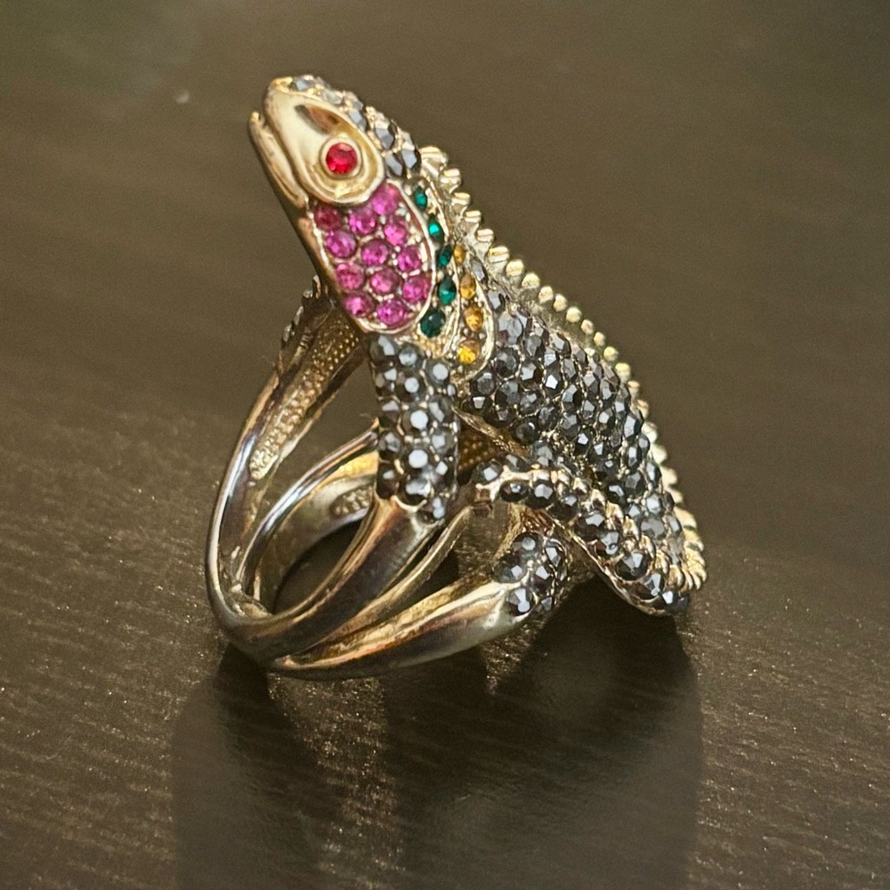 Spring Street Rhinestone Gecko Statement Ring